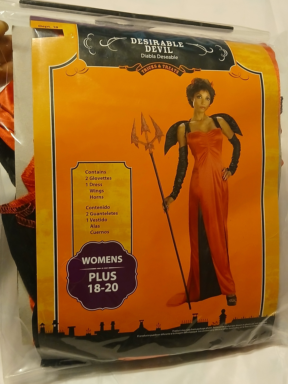 Womens Plus Red Devil Costume Dress with Wings & Horns